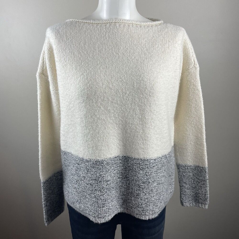 Vince Colorblock Size Small Preppy Classic Wool Cashmere Silk Blend Sweater